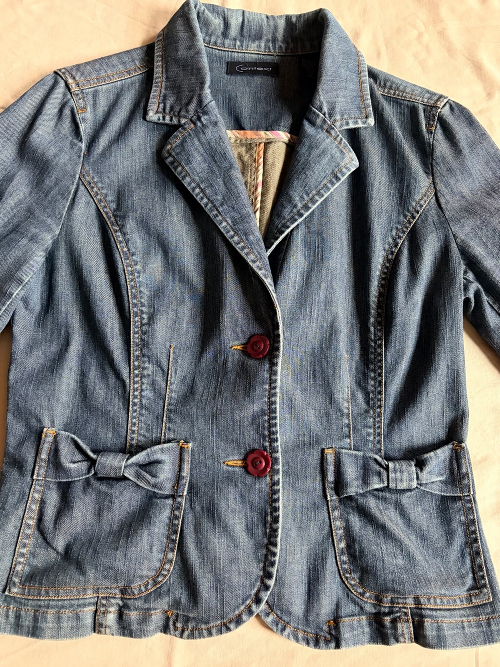 y2K Coquette Boho Shabby Chic Vintage Denim Jacket Size M